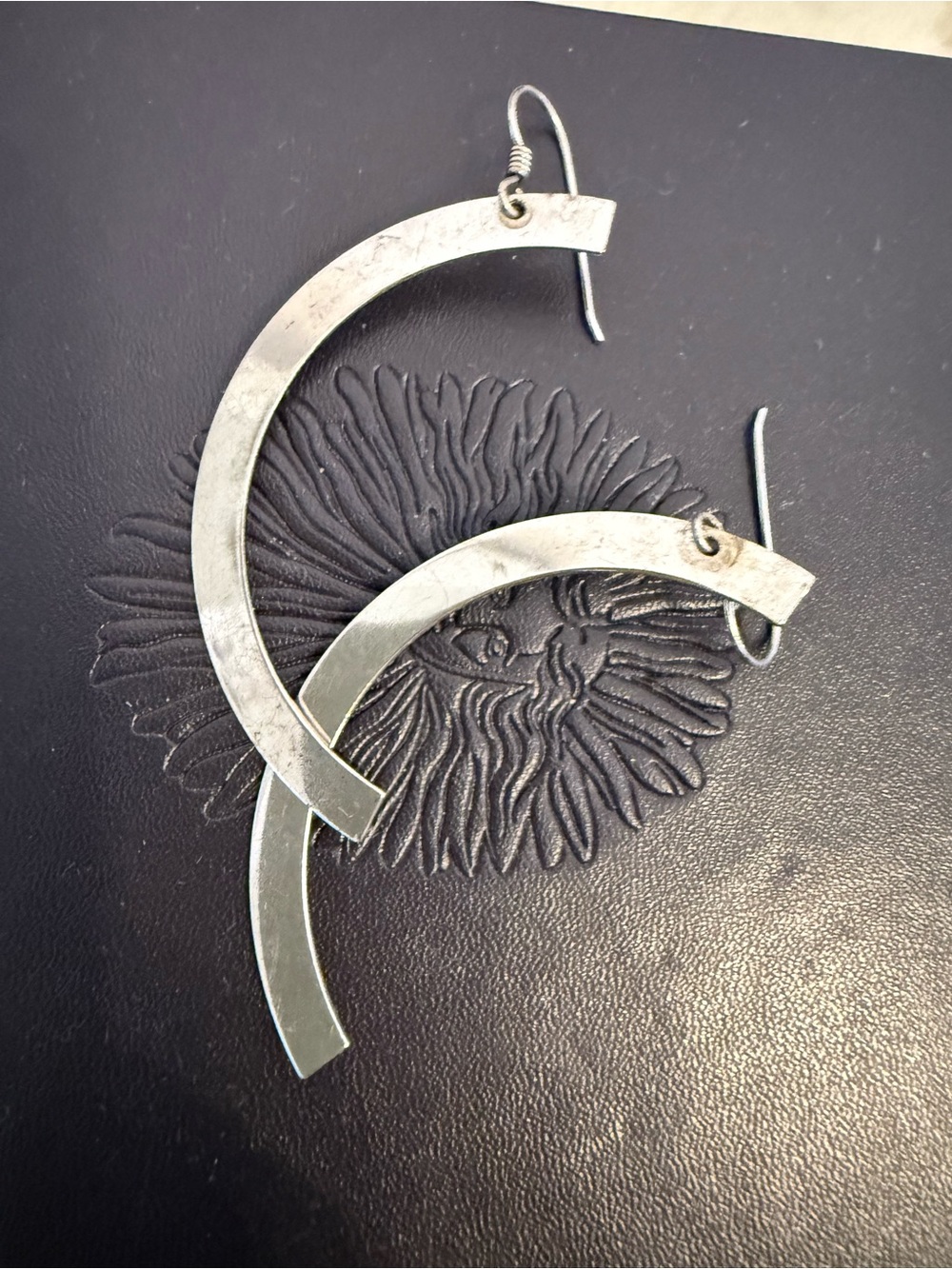 Modern Silver Crescent Drop Earrings - Unbranded
